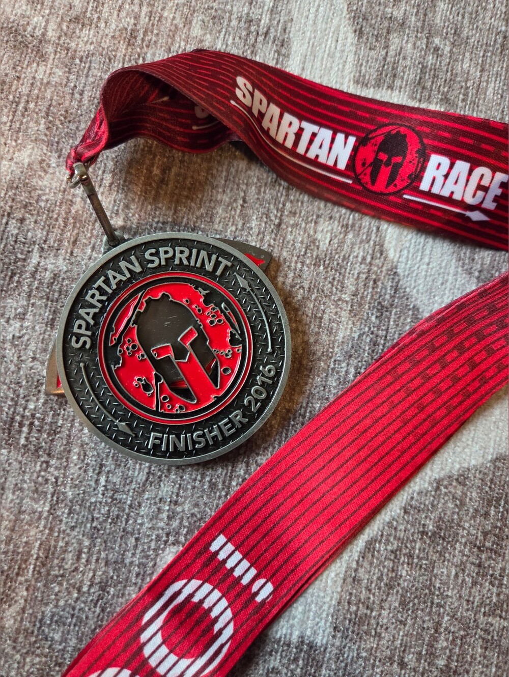 2016 Spartan Sprint Finisher Medal And Wedge- Red and Silver